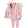 CARTER'S Set 3dílný mikina, tepláky, body kr. rukáv Pink Butterfly dívka LBB NB/ vel. 56