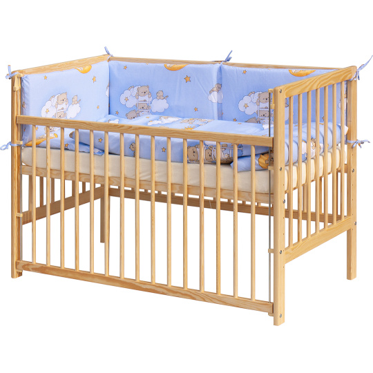 Scarlett Dětská postýlka s kompletní výbavou Scarlett 120 x 60 cm - Mráček - modrá Scarlett Dětská postýlka s kompletní výbavou Scarlett 120 x 60 cm - Mráček - modrá