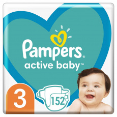 PAMPERS Active Baby Pleny jednorázové 3 (6-10 kg) 152 ks - MEGA PACK