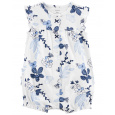 CARTER'S Overal letní krátký rukáv Blue Flowers holka 9m