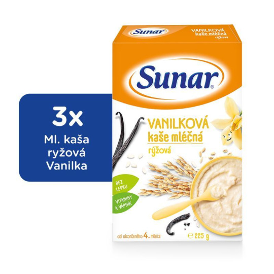 3x SUNAR Kaše mléčná vanilková 225 g