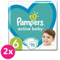 2x PAMPERS Active Baby Pleny jednorázové 6 (13-18 kg) 96 ks - MEGA PACK