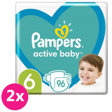 2x PAMPERS Active Baby Pleny jednorázové 6 (13-18 kg) 96 ks - MEGA PACK 2x PAMPERS Active Baby Pleny jednorázové 6 (13-18 kg) 96 ks - MEGA PACK