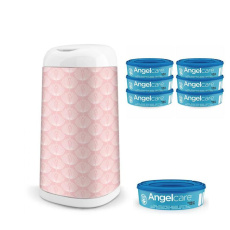 ANGELCARE Koš na pleny Dress Up + 1 kazeta + náhradní kazety 6 ks + potah na koš Flower ANGELCARE Koš na pleny Dress Up + 1 kazeta + náhradní kazety 6 ks + potah na koš Flower