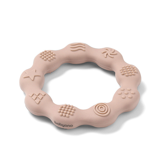 BABYONO Kousátko silikonové Kroužek Beige BABYONO Kousátko silikonové Kroužek Beige