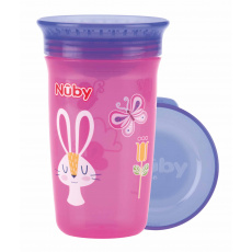 NUBY Hrneček netekoucí 360° 300ml, 6 m+ růžová/fialová