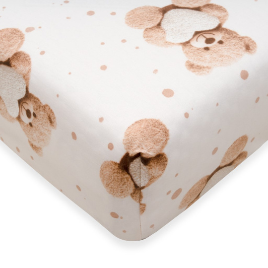 Bavlněné prostěradlo do postýlky New Baby Love Teddy Bear 120x60cm beige