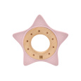 Kousátko silikon a dřevo Star Pink