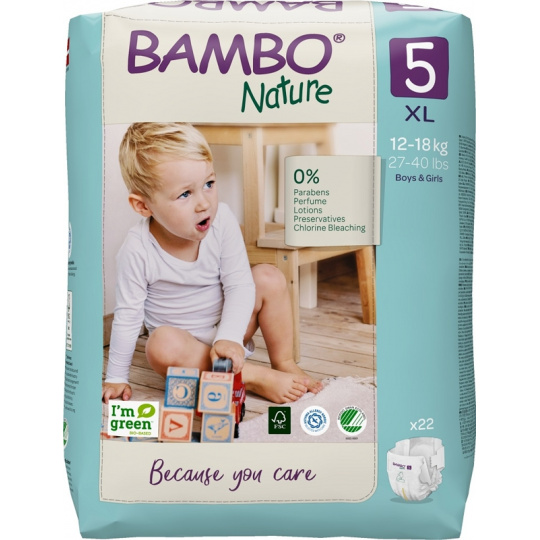 BAMBO Nature Pleny jednorázové 5 XL (12-18 kg) 22 ks BAMBO Nature Pleny jednorázové 5 XL (12-18 kg) 22 ks