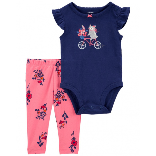 CARTER'S Set 2dílný body kr. rukáv, legíny Navy Bike holka 24m