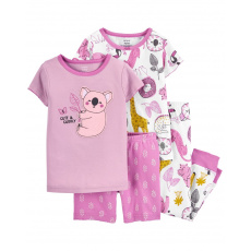 CARTER'S Pyžamo 4dílné triko kr. rukáv 2ks, tepláky, kraťasy Koala & Safari holka 24m