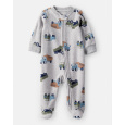 CARTER'S Overal na zip fleece Sleep & Play grey Truck chlapec 3m/vel.62