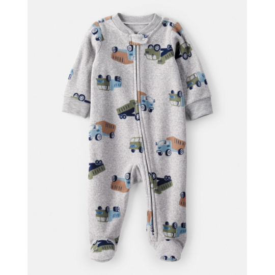 CARTER'S Overal na zip fleece Sleep & Play grey Truck chlapec 3m/vel.62 CARTER'S Overal na zip fleece Sleep & Play grey Truck chlapec 3m/vel.62