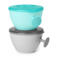 SKIP HOP Misky s víkem a držákem Easy Grab Grey,Teal 2 x 240 ml, 3m+