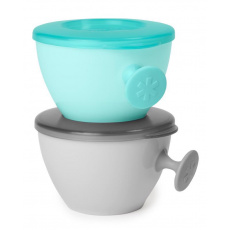 SKIP HOP Misky s víkem a držákem Easy Grab Grey,Teal 2 x 240 ml, 3m+