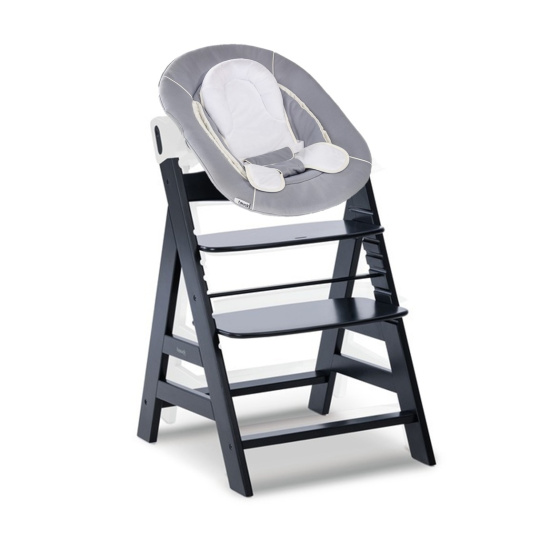 Hauck Alpha+ dřevěná židle+novorozenecký Newborn set, 0m+, Black Grey