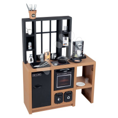 Smoby Kuchyňka moderní Loft Industrial Kitchen  s kávovarem a funkčními spotřebiči a 32 doplňky 50 cm pracovní deska