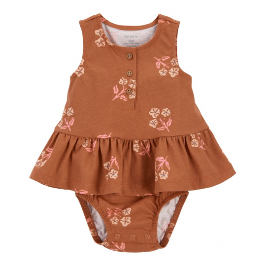 CARTER'S Body bez rukávů s volánem Brown Flowers holka 9m