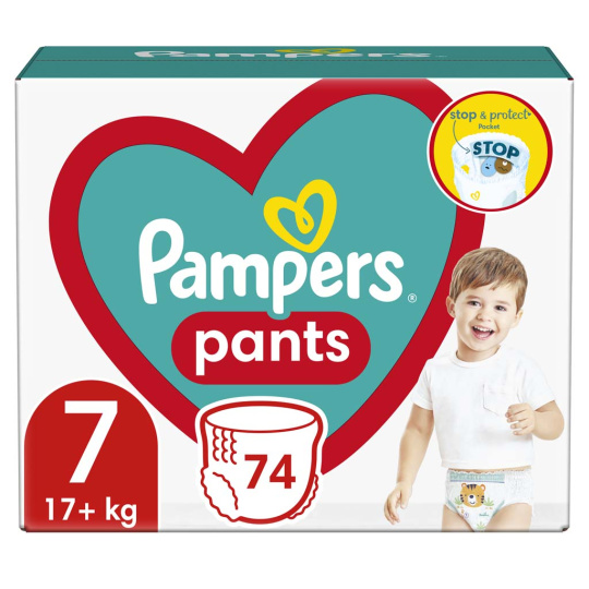 PAMPERS Pants Kalhotky plenkové jednorázové 7 (17 kg+) 74 ks - MEGA PACK