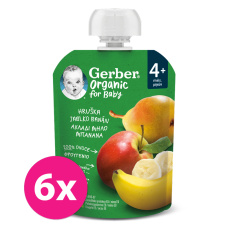 6x GERBER Organic Kapsička hruška, jablko a banán 90 g 6x GERBER Organic Kapsička hruška, jablko a banán 90 g