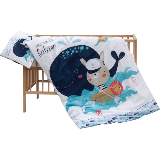 Levná postýlka s vyndavacími příčkami - přírodní ECO - 120x60 cm s výbavou Velcí kamarádi Barva soupravy: Panu