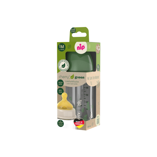 NIP CHERRY GREEN láhev sklo,široká, kaučuk-M,240ml,kluk