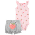 CARTER'S Set 2dílný body na ramínka, kraťasy Pink Peach holka 9m