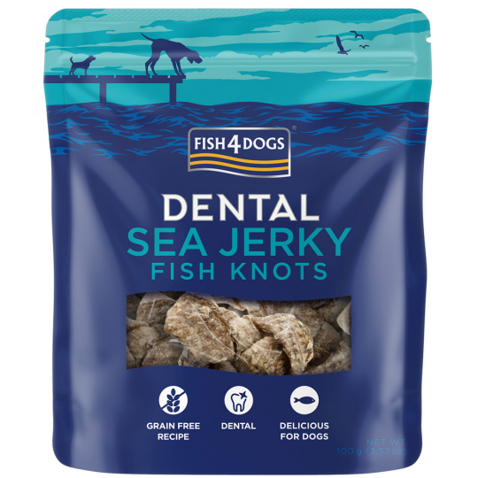 FISH4DOGS Pamlsky pro psy DENTAL SEA mořská ryba - uzlíky 100 g