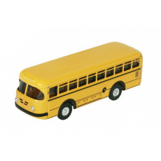 Autobus retro na klíček kov 19cm žlutý v krabičce Kovap