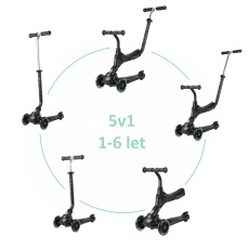 QPLAY Kolobežka Sema Pro Black, 5 v 1, s LED kolečky, věk 1-6 let QPLAY Kolobežka Sema Pro Black, 5 v 1, s LED kolečky, věk 1-6 let