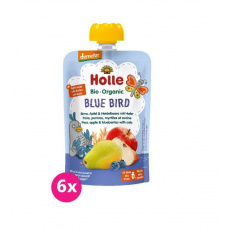 6x HOLLE Blue Bird Bio pyré hruška jablko borůvky vločky 100 g (6+)