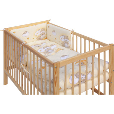 Dětská postýlka s vyndavacími příčkami - přírodní ECO - 120x60 cm s kompletní výbavou Mráček Barva soupravy: Mráček béžový