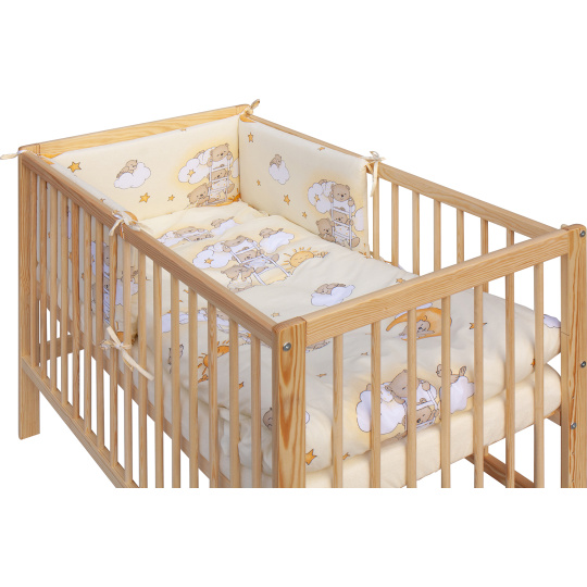 Dětská postýlka s vyndavacími příčkami - přírodní ECO - 120x60 cm s kompletní výbavou Mráček Barva soupravy: Mráček béžový Dětská postýlka s vyndavacími příčkami - přírodní ECO - 120x60 cm s kompletní výbavou Mráček Barva soupravy: Mráček béžový