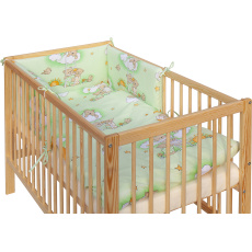 Dětská postýlka s vyndavacími příčkami - přírodní ECO - 120x60 cm s kompletní výbavou Mráček Barva soupravy: Mráček zelený