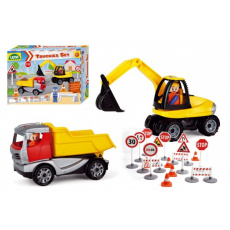 Truckies set stavba plast stavební stroje s figurkami s doplňky v krabici 38x28x10cm 24m+ Truckies set stavba plast stavební stroje s figurkami s doplňky v krabici 38x28x10cm 24m+