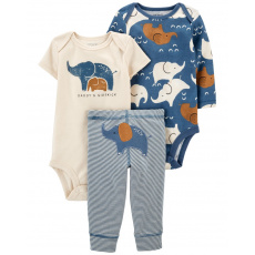 CARTER'S Set 3dílný body dl. rukáv, body kr. rukáv, tepláky Blue Elephant chlapec LBB PRE/ vel. 46 CARTER'S Set 3dílný body dl. rukáv, body kr. rukáv, tepláky Blue Elephant chlapec LBB PRE/ vel. 46