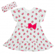 Kojenecké bavlněné šatičky s čelenkou New Baby Strawbery Kojenecké bavlněné šatičky s čelenkou New Baby Strawbery