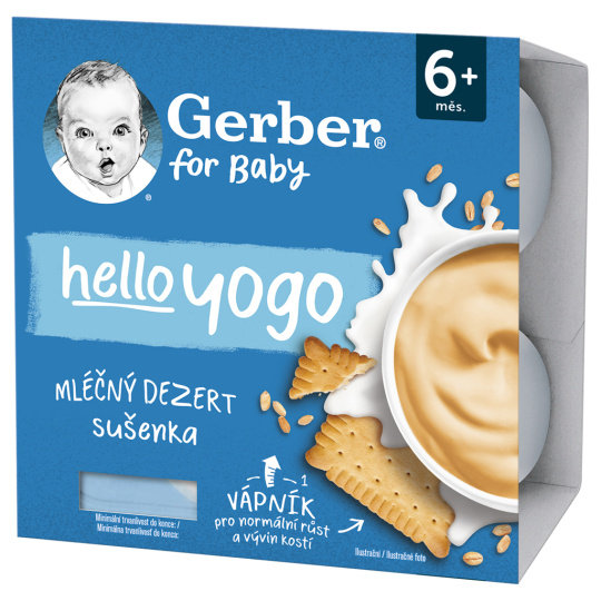 GERBER Dezert mléčný se sušenkami hello yogo 4x100 g