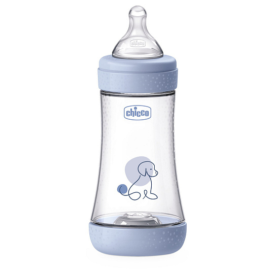 CHICCO Láhev kojenecká antikoliková Perfect5 240 ml chlapec střední průtok 2m+ CHICCO Láhev kojenecká antikoliková Perfect5 240 ml chlapec střední průtok 2m+