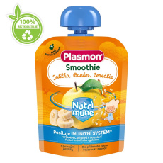 PLASMON Kapsička Smoothie NUTRI-MUNE bezlepkové ovoce jablko a banán s cereáliemi 85g, 6 m+ PLASMON Kapsička Smoothie NUTRI-MUNE bezlepkové ovoce jablko a banán s cereáliemi 85g, 6 m+