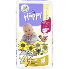 BELLA HAPPY Maxi Plus Big Pack 4 (9-20 kg) 62 ks - jednorázové pleny BELLA HAPPY Maxi Plus Big Pack 4 (9-20 kg) 62 ks - jednorázové pleny