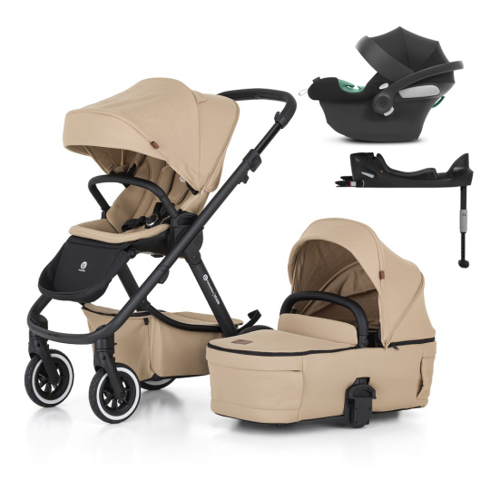 PETITE&MARS SET Kočárek 4v1 ICON Mocha Beige LITE AIR + CYBEX Aton B2 i-Size
