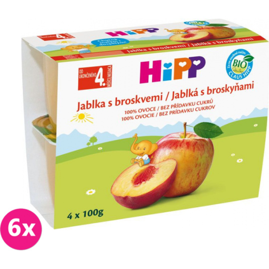 6x HiPP BIO Jablka s broskvemi (4x 100 g)