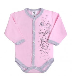 Kojenecké body celorozepínací New Baby Kamarádi růžové Kojenecké body celorozepínací New Baby Kamarádi růžové
