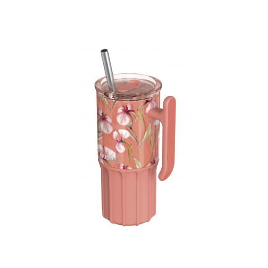 Nerezový termohrnek s brčkem Umi Floral Coral 720 ml