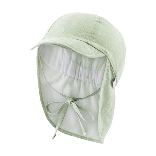 STERNTALER Čepice s kšiltem a ochranou krku na zavazování s UV filtrem 30 zelená chlapec 45 cm-6-9 m