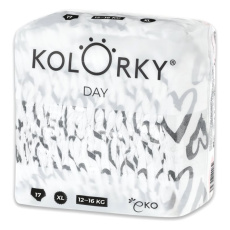 KOLORKY DAY Pleny jednorázové eko, srdce XL (12-16 kg) 17 ks KOLORKY DAY Pleny jednorázové eko, srdce XL (12-16 kg) 17 ks