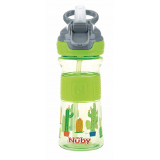 NUBY Láhev sportovní s měkkým sklápěcím brčkem 360 ml, zelená, 3+