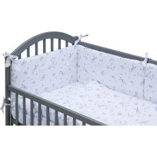 Dětská postýlka se stahovací bočnicí - šedá - 120x60 cm s kompletní výbavou Decentní motiv Barva soupravy: Luka