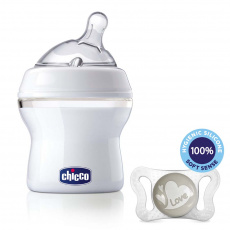 CHICCO Láhev kojenecká Natural Feeling 150 ml, neutral 0m + vzorek Šidítko Physio Micro 0-2m CHICCO Láhev kojenecká Natural Feeling 150 ml, neutral 0m + vzorek Šidítko Physio Micro 0-2m